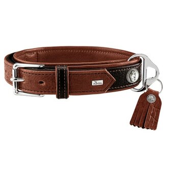 Hunter Halsband Cody Special, Xl Bisonleder, Dunkelbraun/Cognac  1