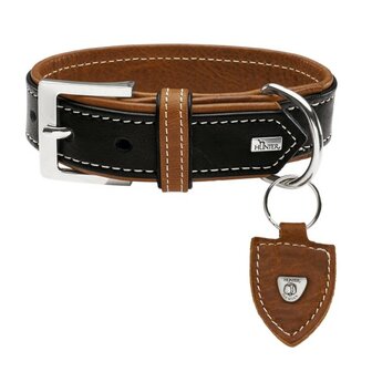 Hunter Halsband Tara, 45 Juchtenleder, Schwarz/Cognac  1