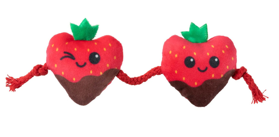 FuzzYard Cat Toy - Strawberry Hearts 2 on a string