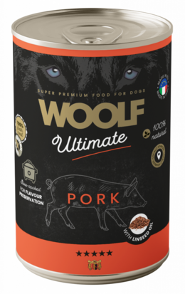 WOOLF ULTIMATE CANNED DOGFOOD - Pork with Linseed Oil  400 gr