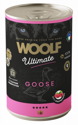 WOOLF ULTIMATE CANNED DOGFOOD - Goose with Raspberry  400 gr