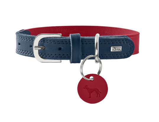 Collar Lemvig 60/M-L Cowleather red/dark blue 1