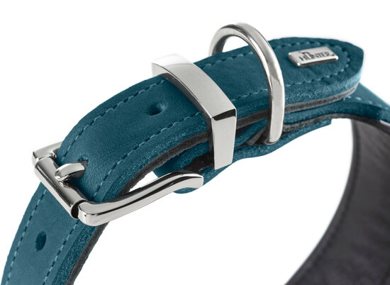 Collar Malta 55/M Cowleather teal blue/black 1