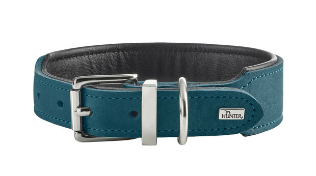 Collar Malta 55/M Cowleather teal blue/black 1