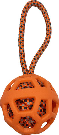 TPR holey ball with rope ball inside with handle