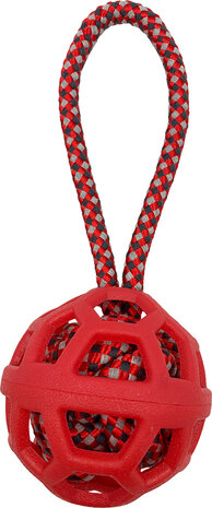 TPR holey ball with rope ball inside with handle