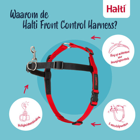 Halti Front Control Harness Black/Red Medium